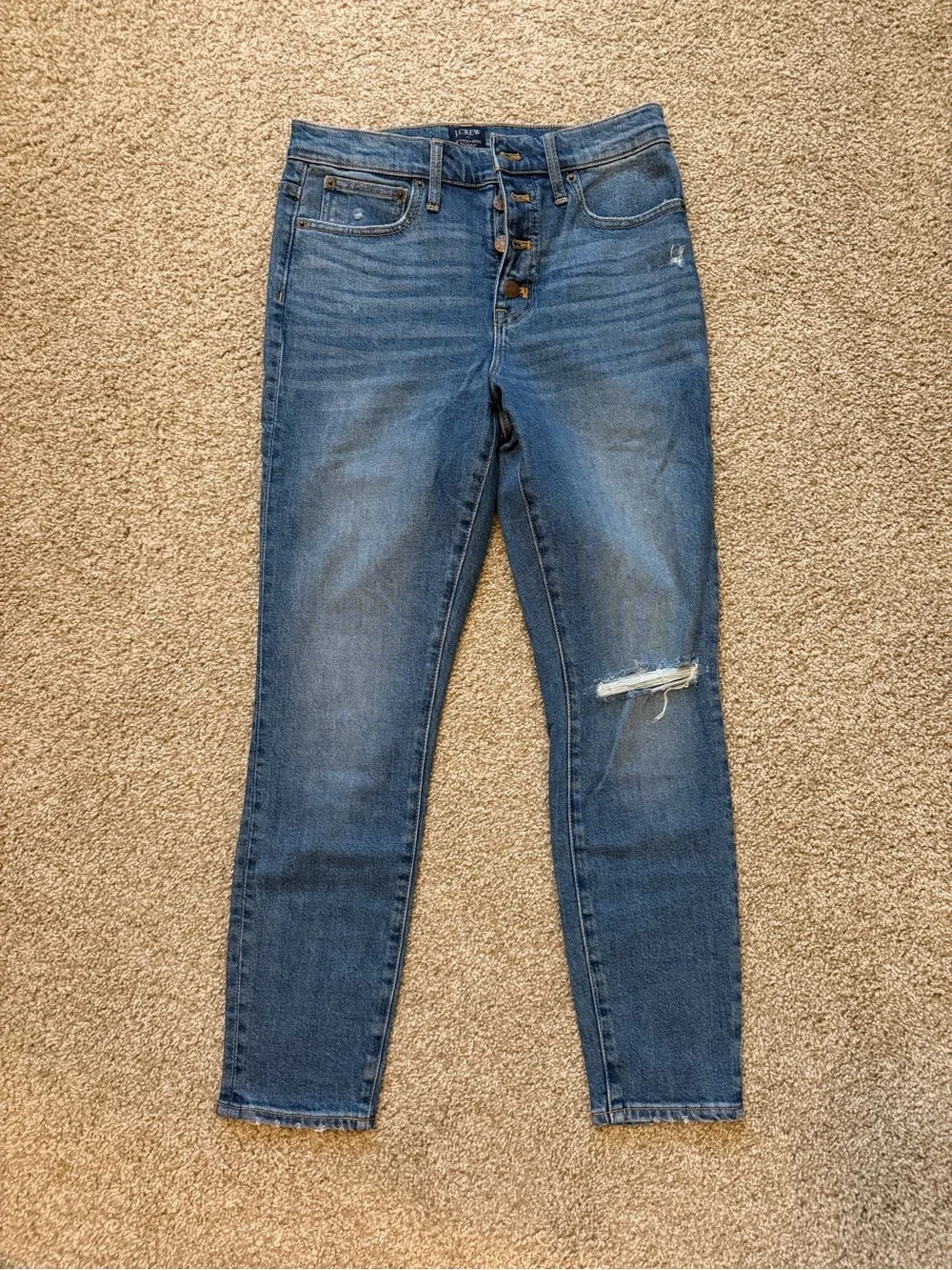 J. Crew High-Rise Distressed Blue Wash Jeans